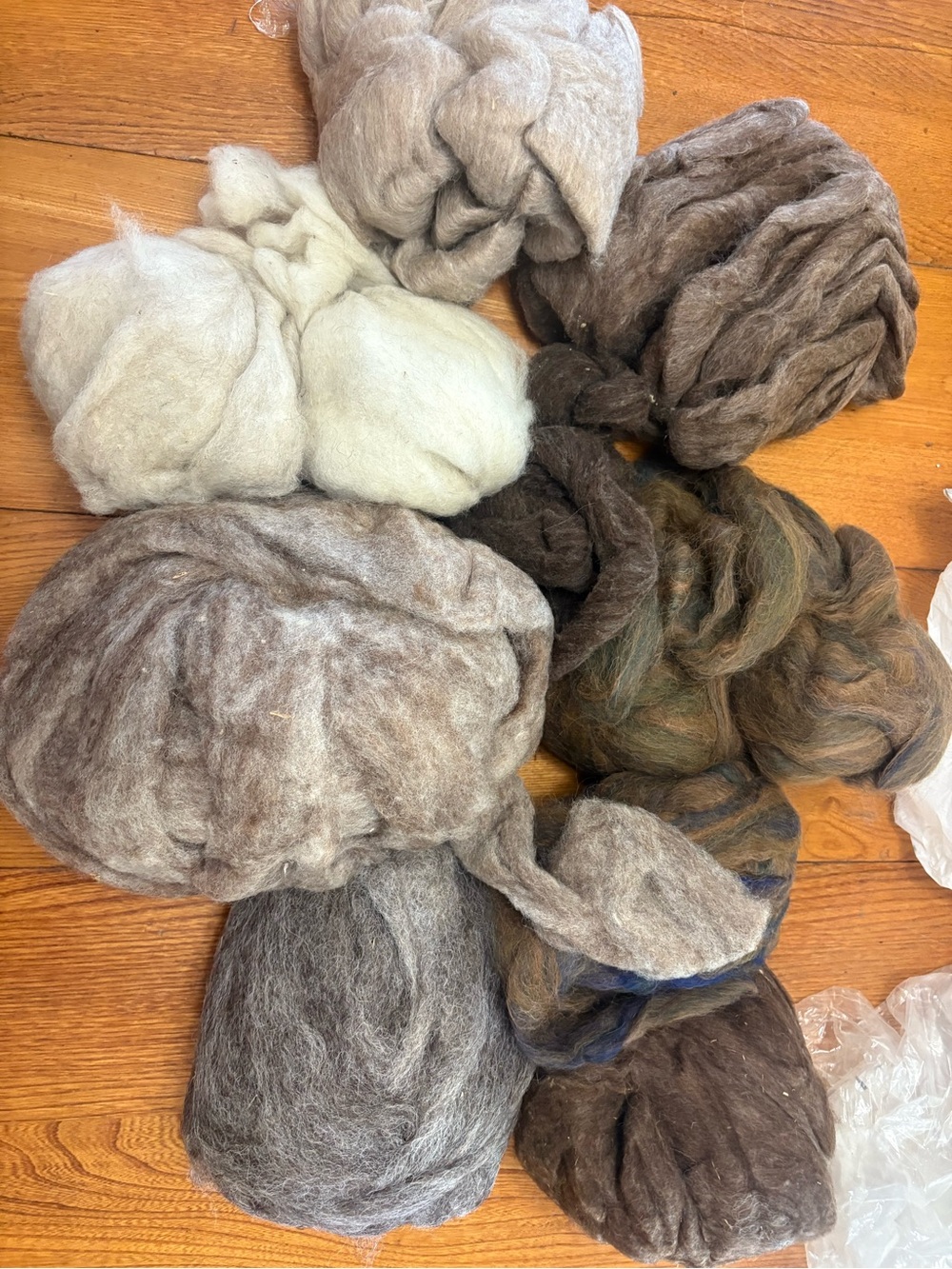 Natural Brown and Gray Wool Roving Bundle - Home Accents